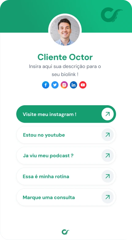 Cartão de visita digital NFC e Biolink Octor em smartphone